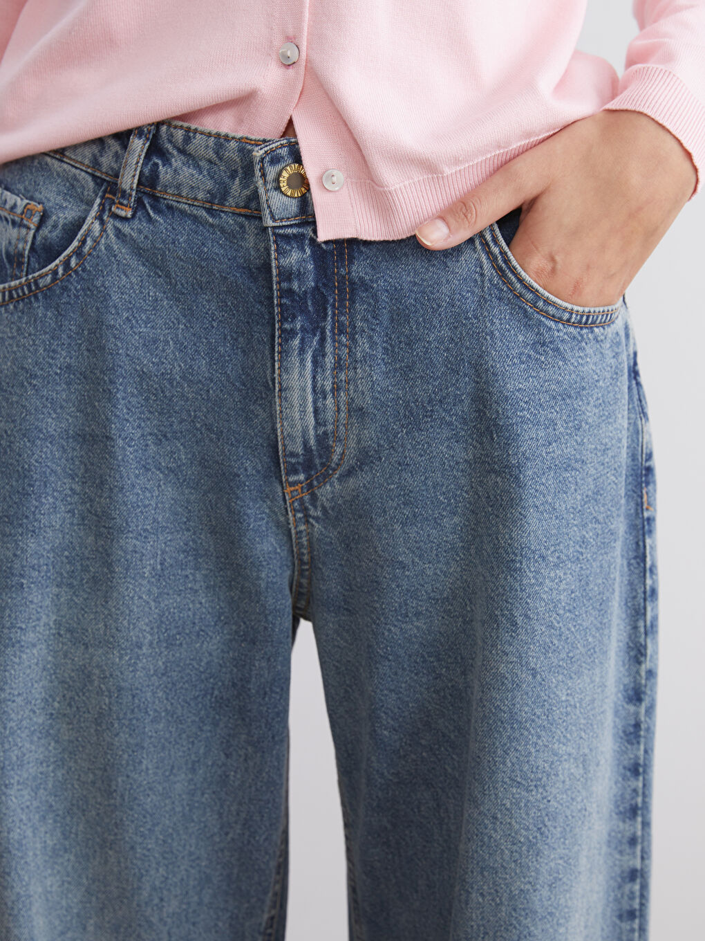 İndigo Baggy Fit Kadın Jean Pantolon-2