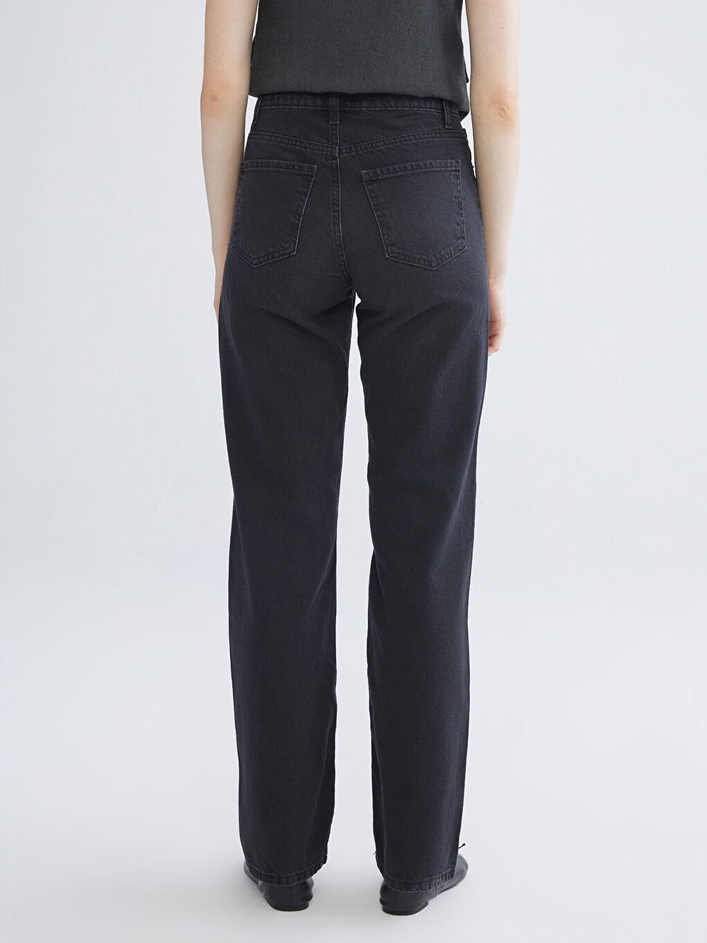 Siyah Straight Fit Kadın Jean Pantolon-3