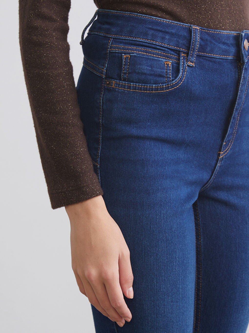 İndigo Normal Bel Push Up Kadın Jean Pantolon-2