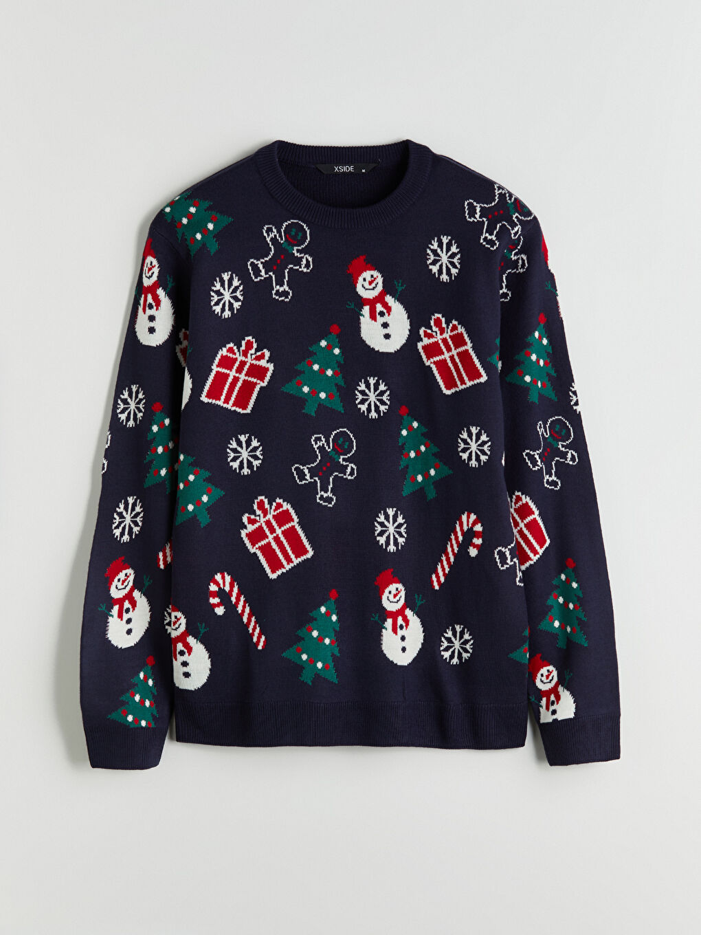 سترة تريكو رجال كول مدور بنقشة عيد الميلاد-4