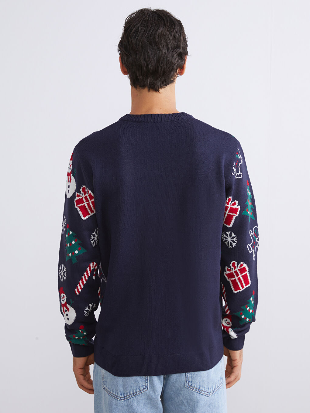 سترة تريكو رجال كول مدور بنقشة عيد الميلاد-3