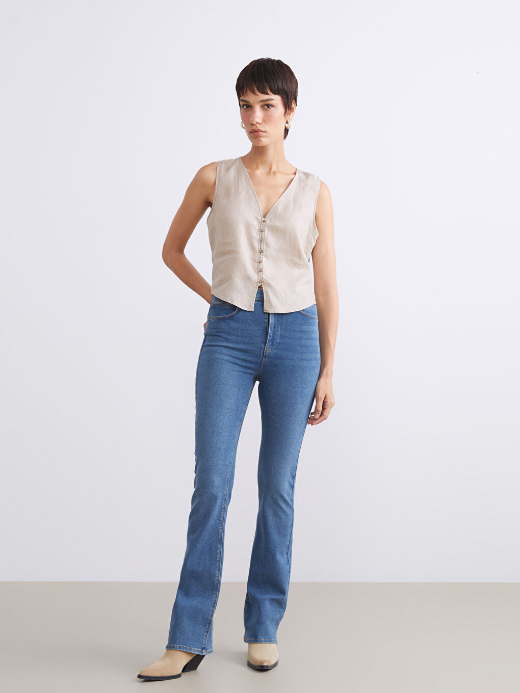 LCW Jeans Cropped Flare Women's Jeans -W5H560Z8-507