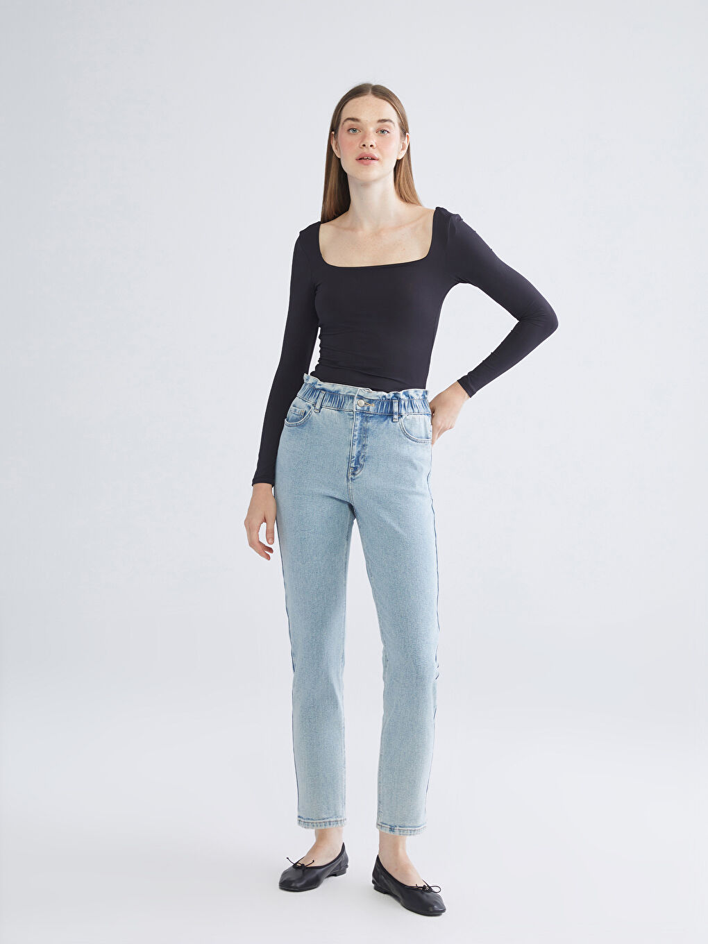 LCW Jeans Elasticated Waist Slouchy Fit Women's Jeans -W5H562Z8-311