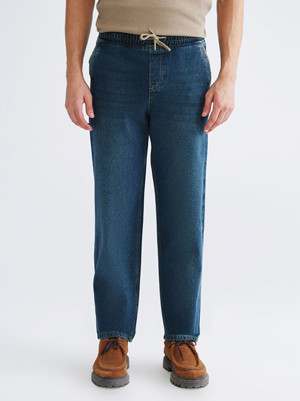 Yeşil Baggy Fit Erkek Jean Pantolon-1