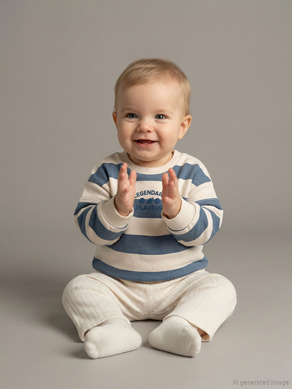 Crew Neck Striped Baby Boys' Sweatshirt and Sweatpants