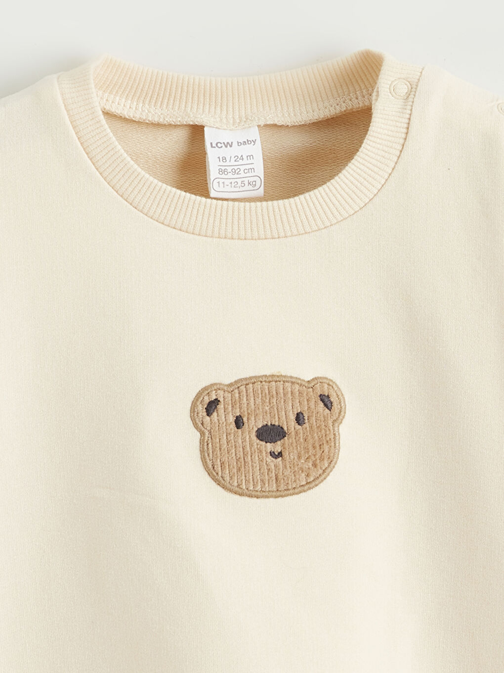 Bej Bisiklet Yaka Erkek Bebek Sweatshirt ve Pantolon-2