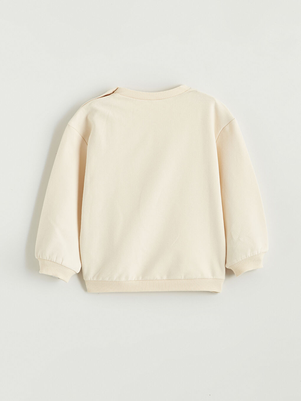 Bej Bisiklet Yaka Erkek Bebek Sweatshirt ve Pantolon-3