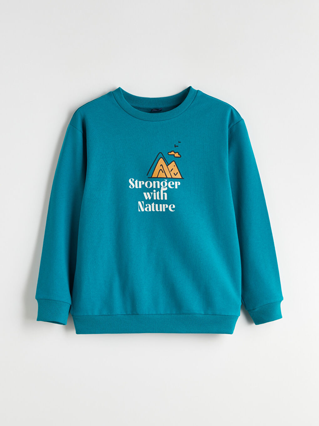 Turkuaz Bisiklet Yaka Erkek Çocuk Sweatshirt