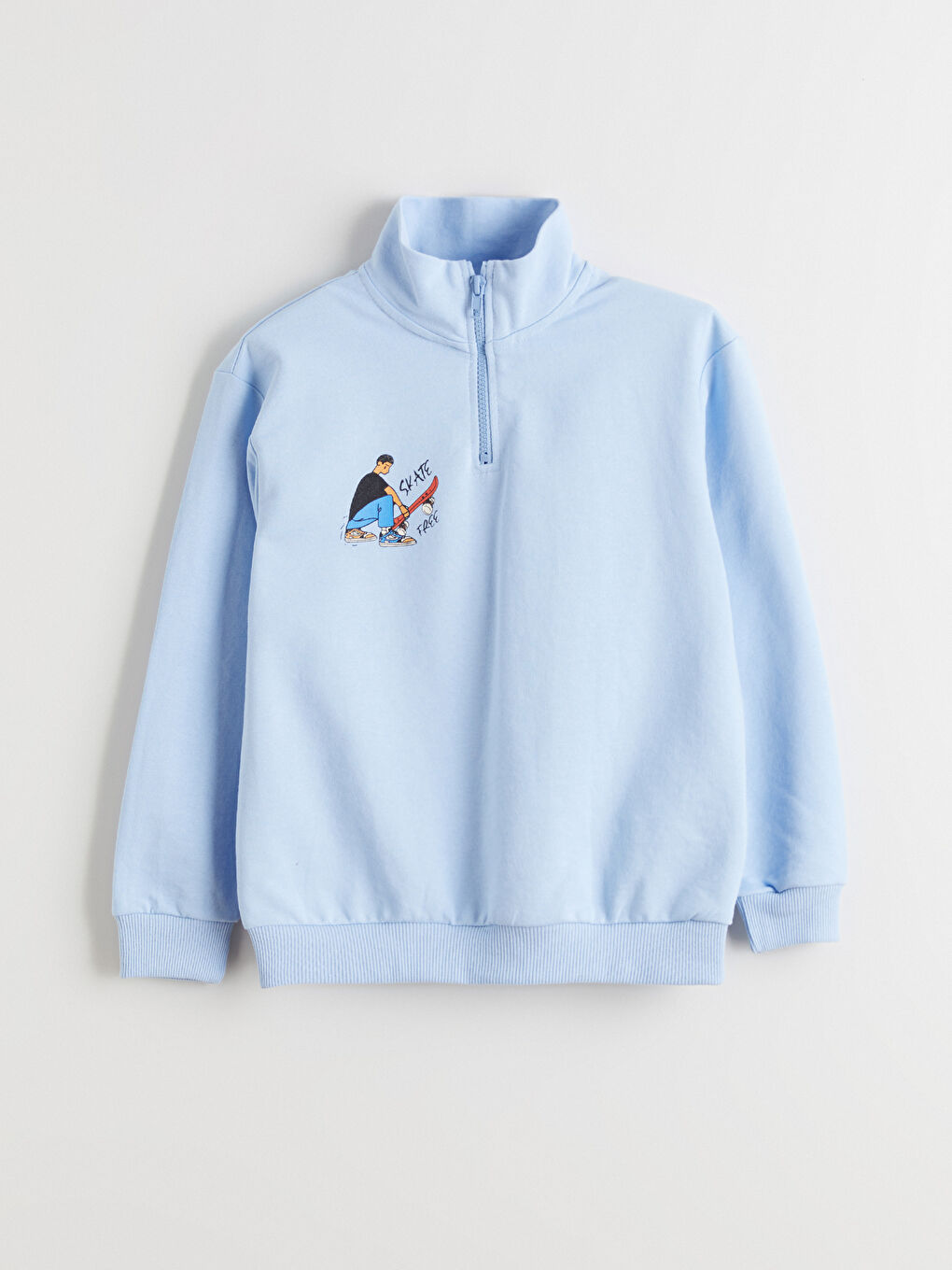 Mavi Dik Yaka Erkek Çocuk Sweatshirt