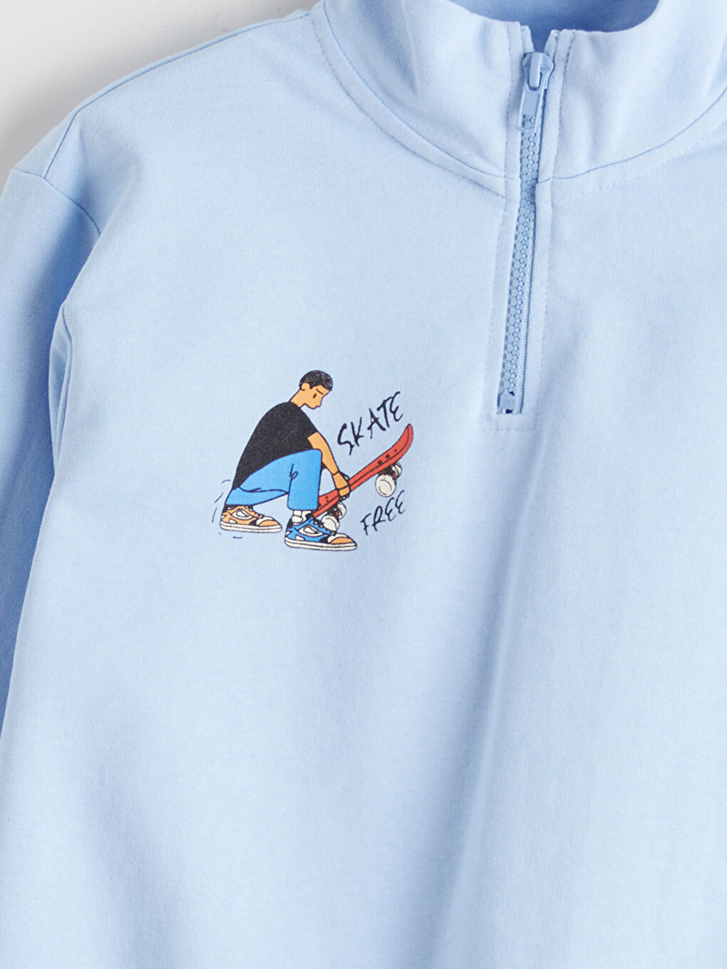 Mavi Dik Yaka Erkek Çocuk Sweatshirt-1