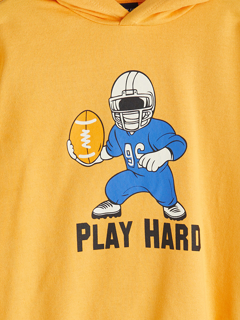 Sarı Kapüşonlu Baskılı Erkek Çocuk Sweatshirt-1