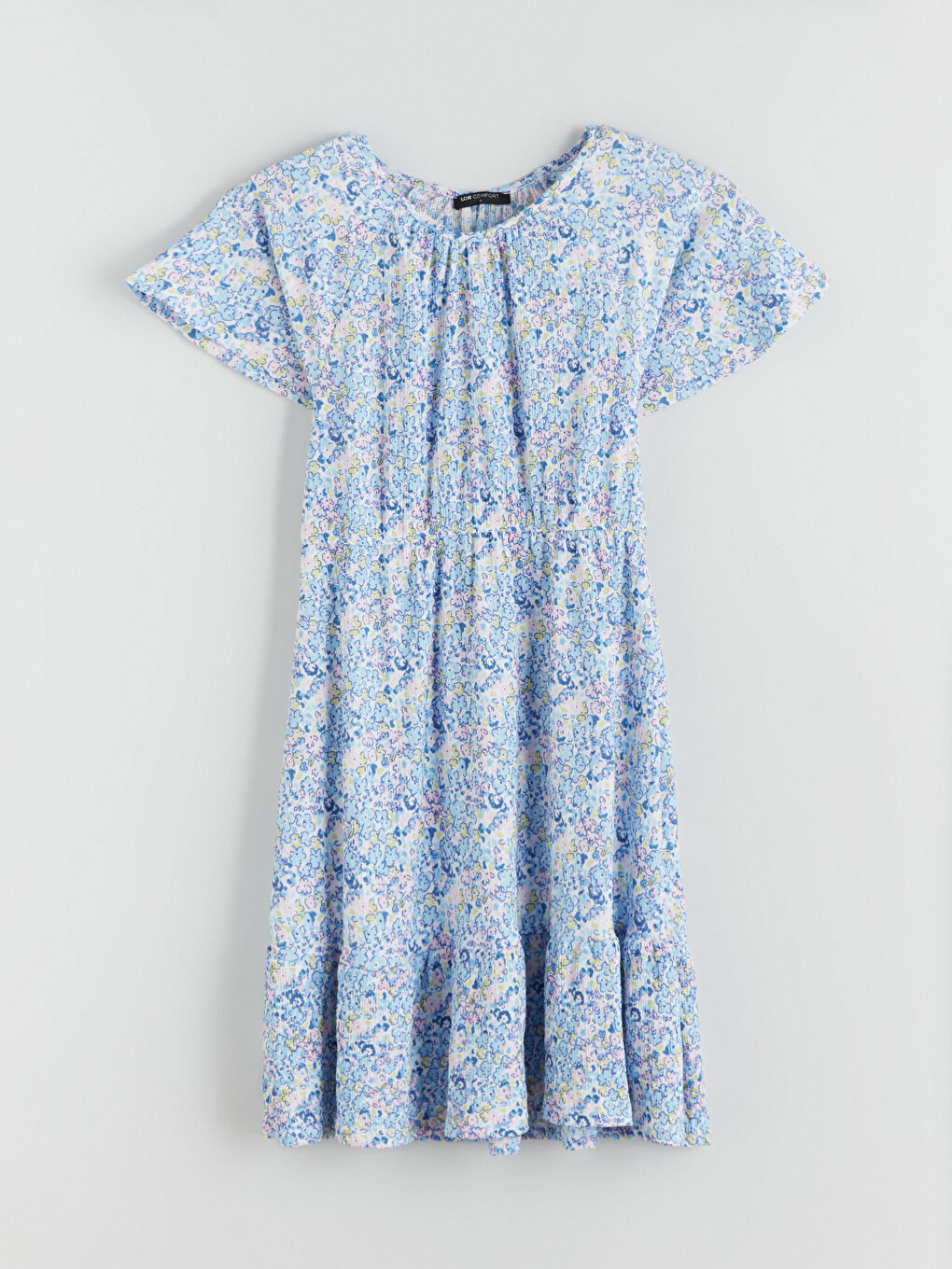Crew Neck Floral Pleated Dress-5