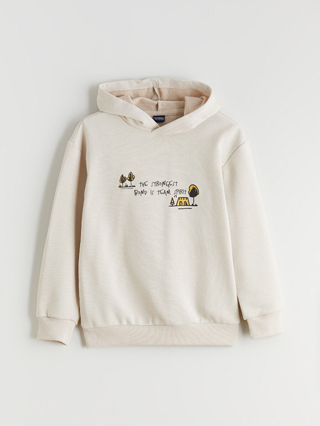 Bej Kapüşonlu Erkek Çocuk Sweatshirt