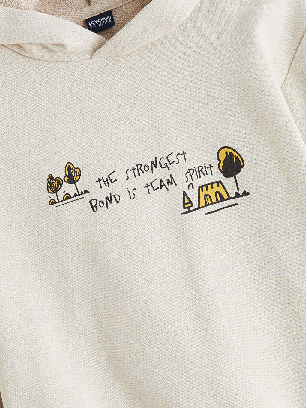 Bej Kapüşonlu Erkek Çocuk Sweatshirt-1