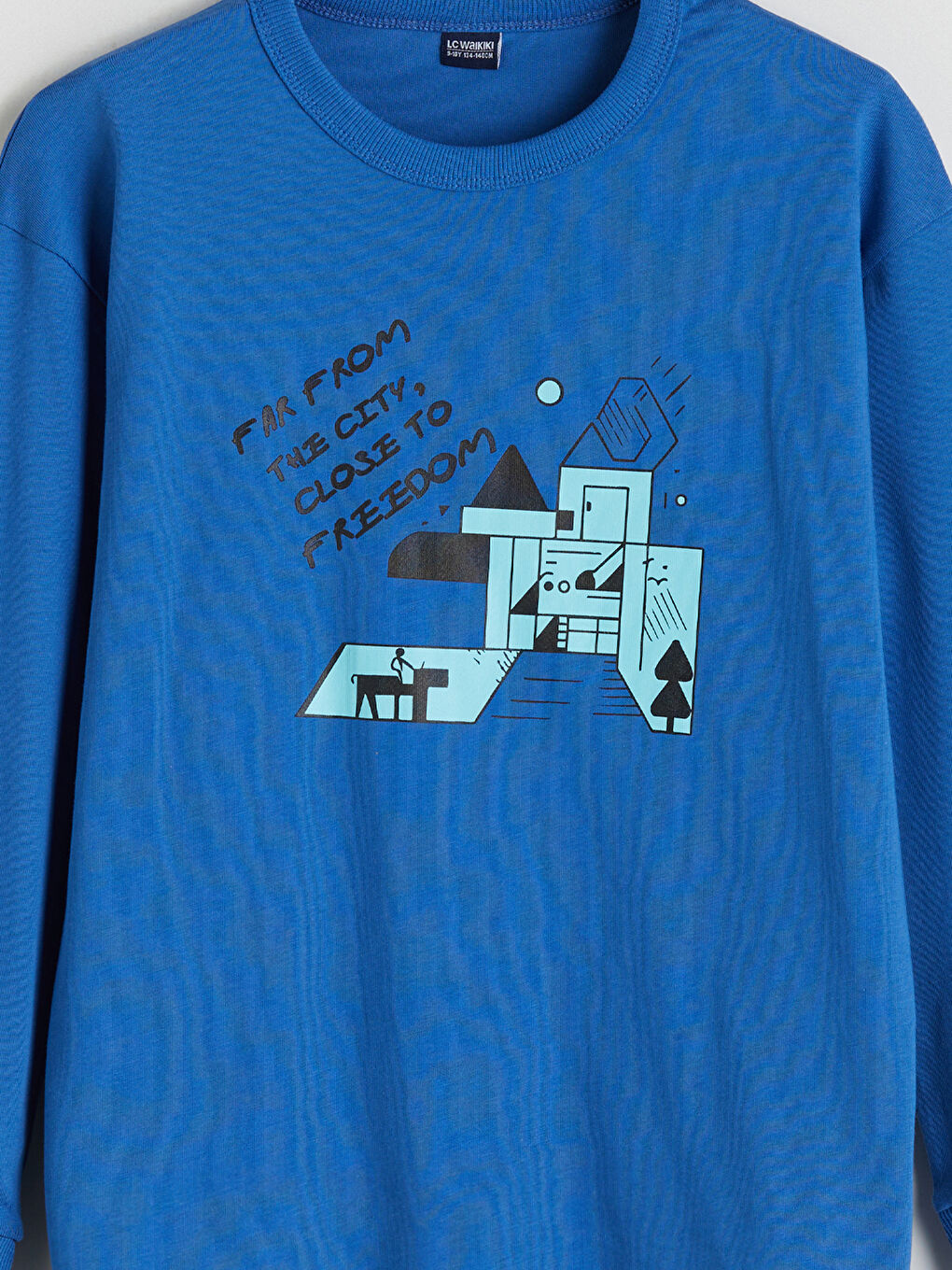 Mavi Bisiklet Yaka Baskılı Erkek Çocuk Tişört-2