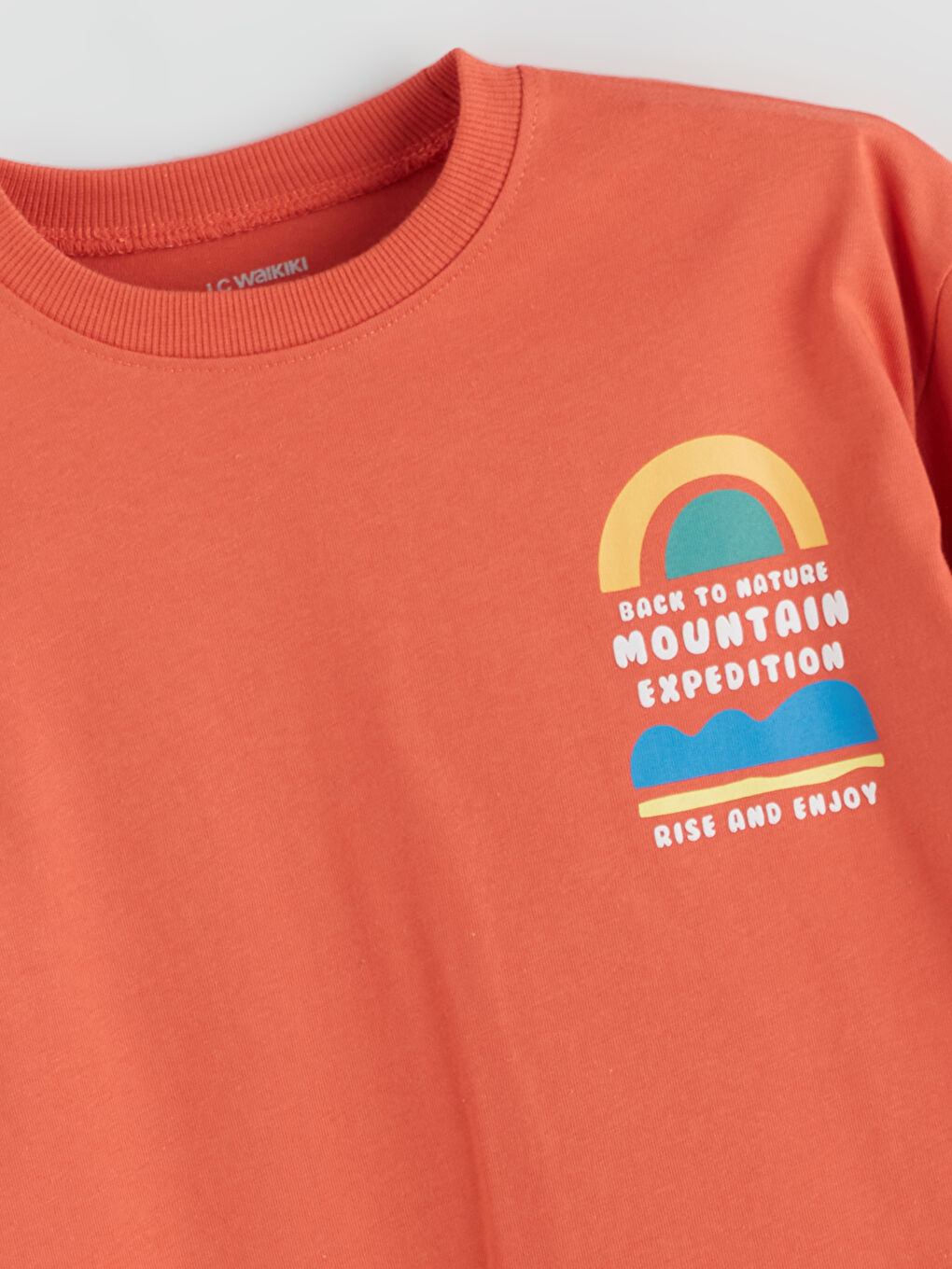 Turuncu Bisiklet Yaka Baskılı Erkek Çocuk Tişört-2