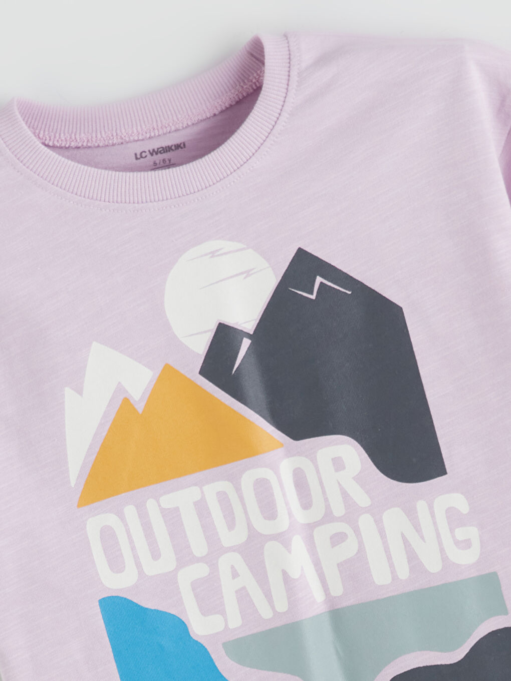 Lila Bisiklet Yaka Baskılı Erkek Çocuk Tişört-1