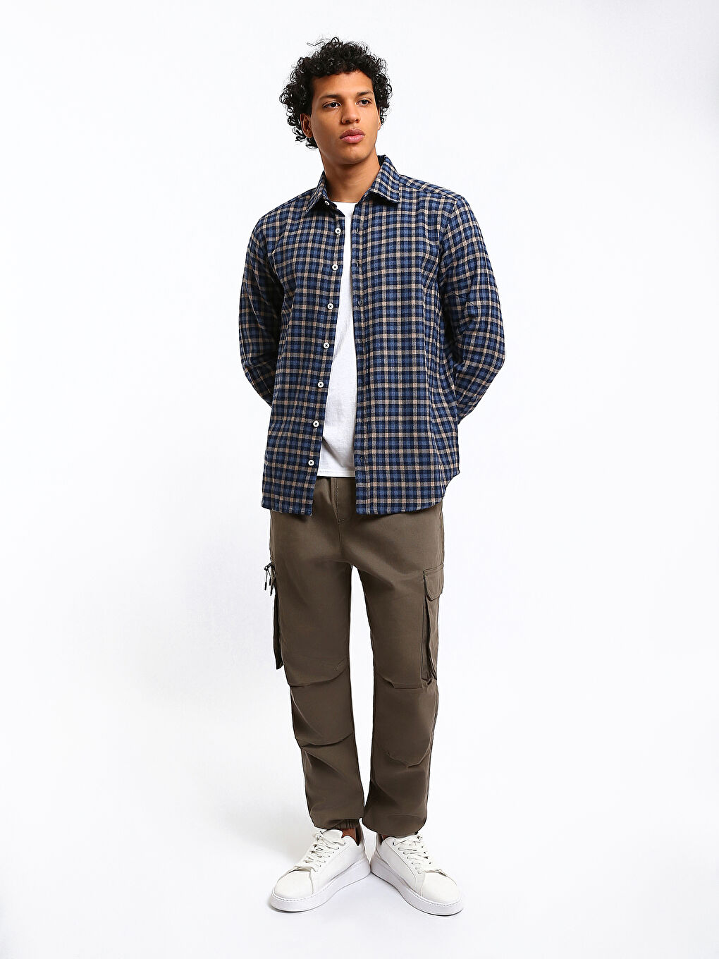 Regular Fit Long Sleeve Plaid Men's Shirt-1