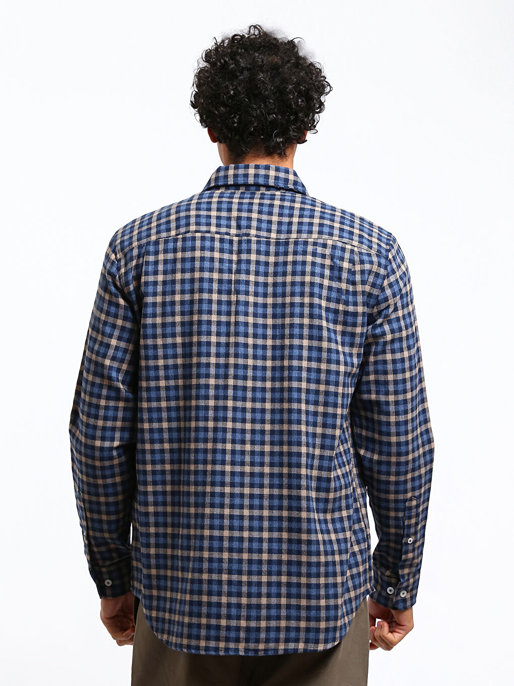 Regular Fit Long Sleeve Plaid Men's Shirt-4