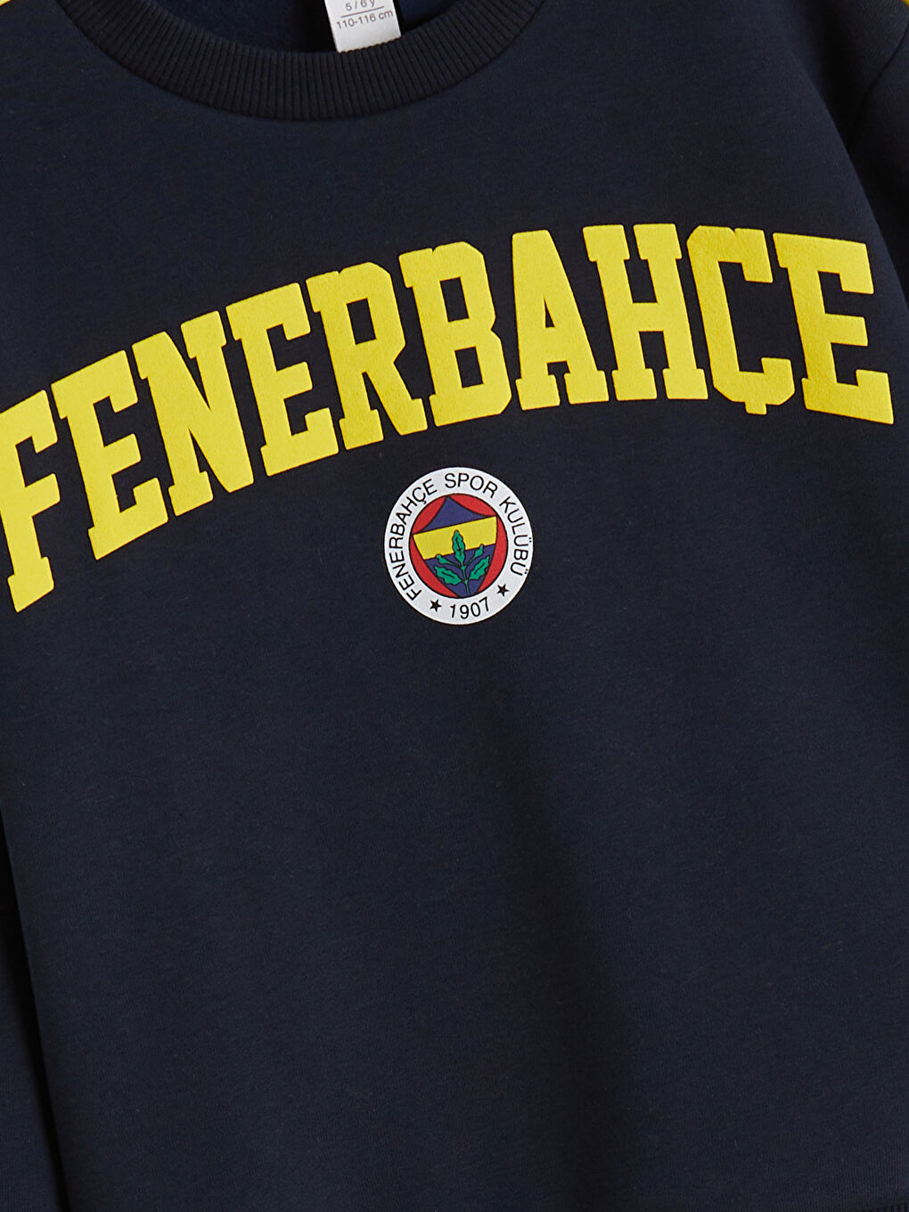 Lacivert Bisiklet Yaka Fenerbahçe Baskılı Erkek Çocuk Sweatshirt-2
