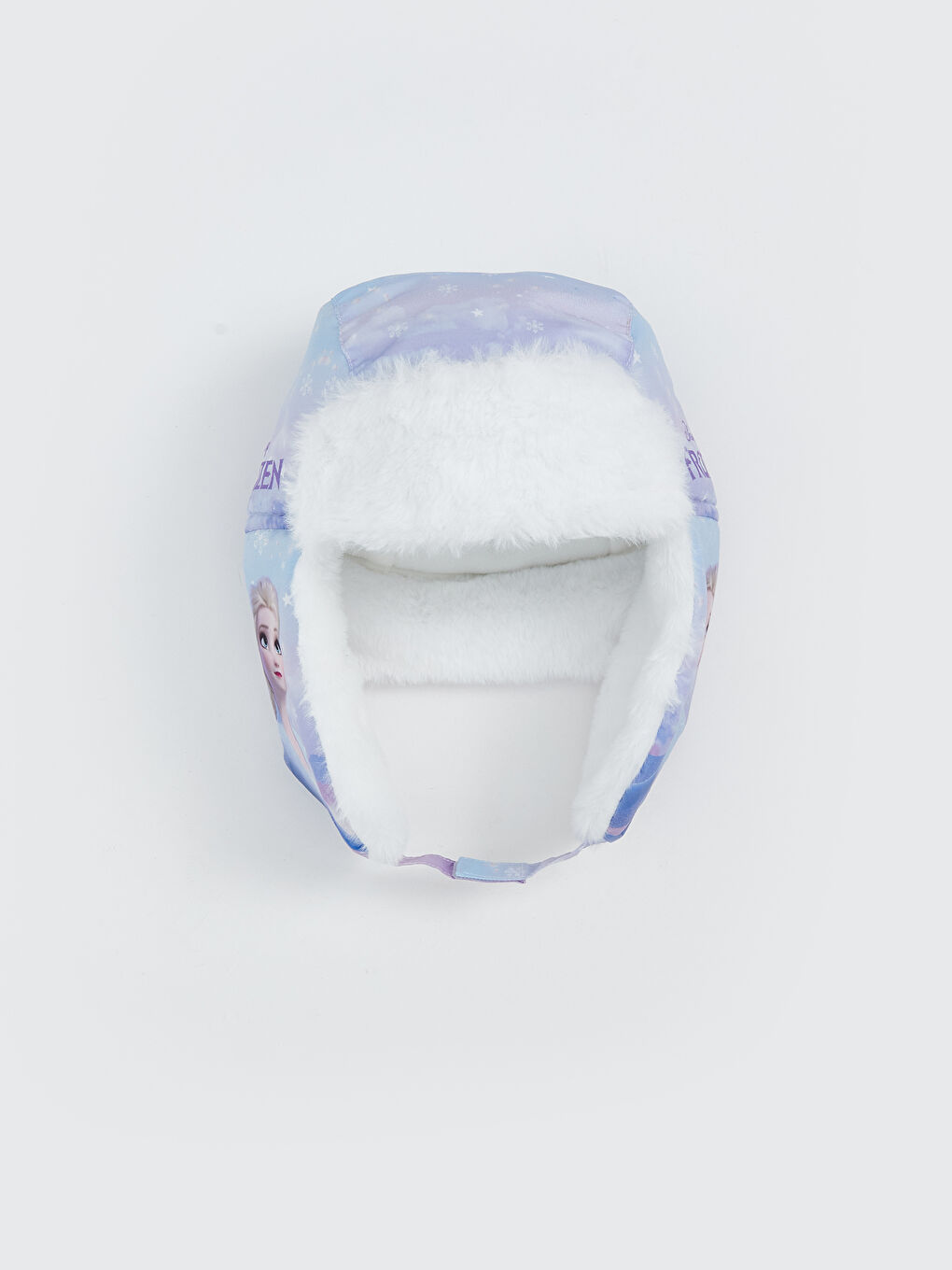 Beyaz Frozen Baskılı Kız Çocuk Kar Şapkası-1