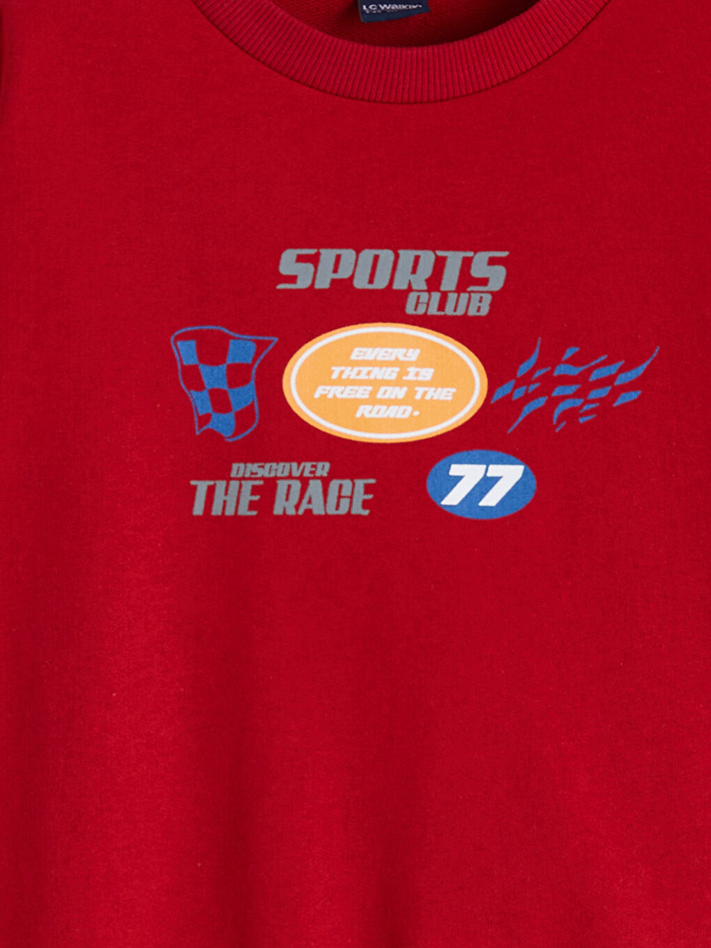 Kırmızı Bisiklet Yaka Baskılı Erkek Çocuk Sweatshirt-2