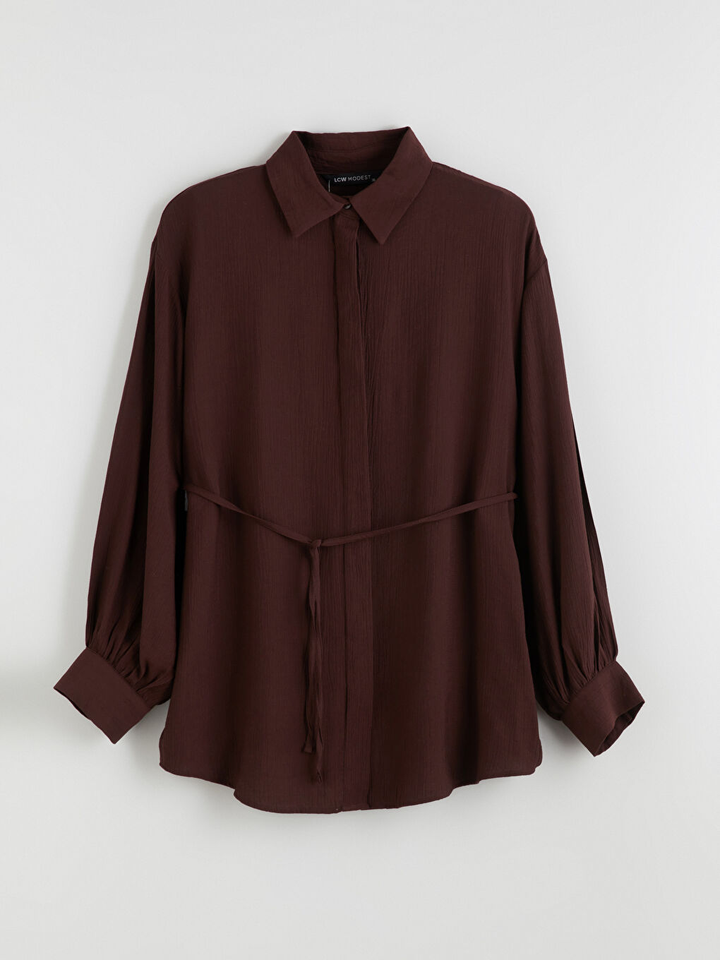 Kahverengi Dokulu Kadın Gömlek Tunik-5