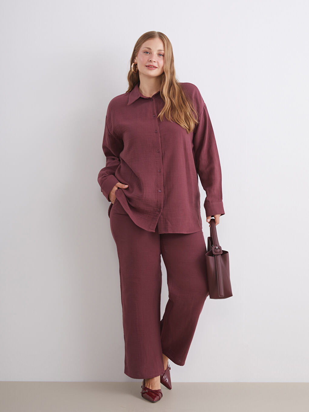 LCW Modest Loose Fit Muslin Women's Shirt Tunic -W5H881Z8-HMB