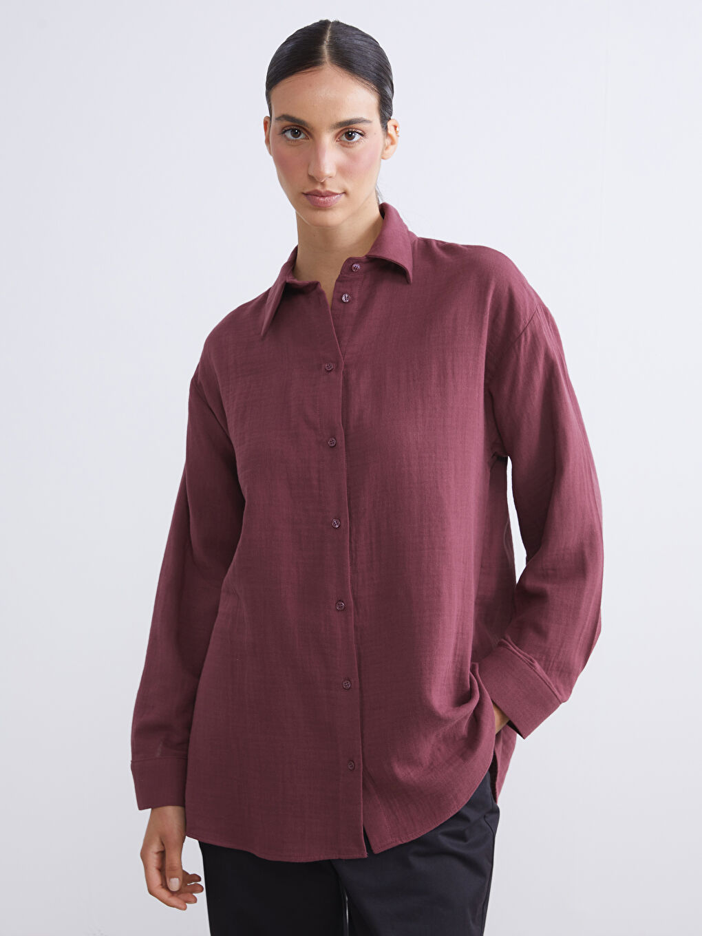 Loose Fit Muslin Women's Shirt Tunic-2