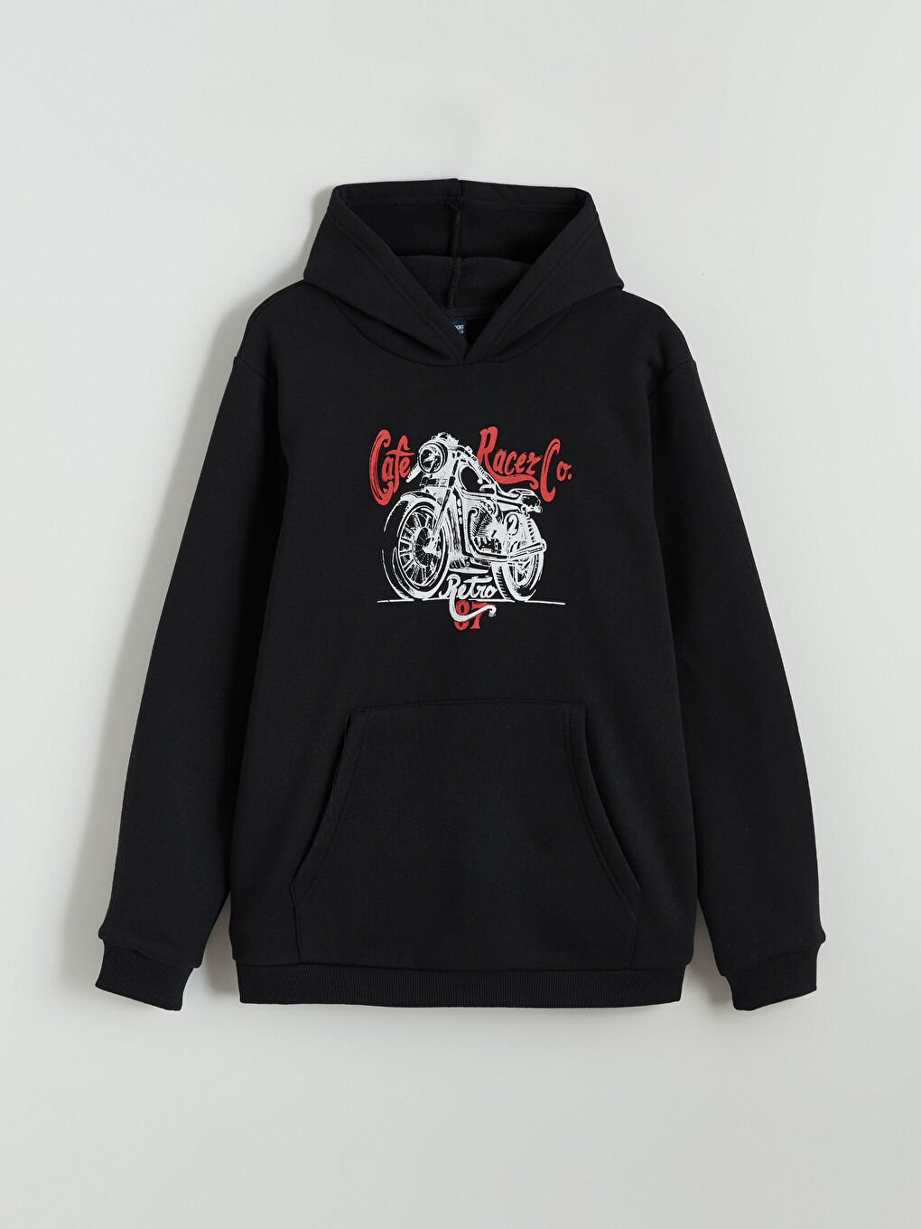 Siyah Kapüşonlu Erkek Çocuk Kalın Sweatshirt