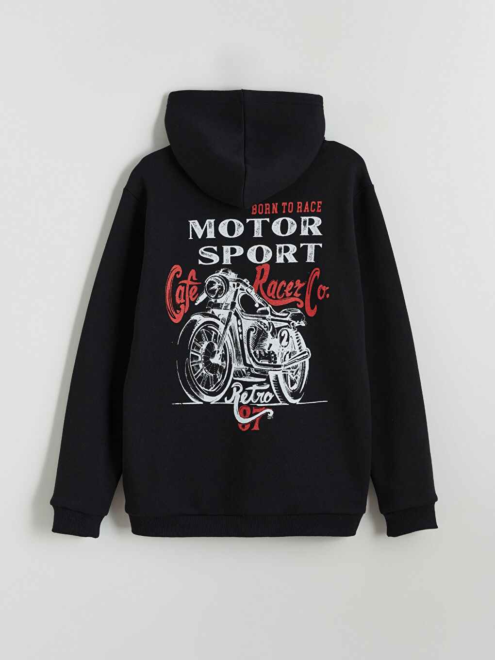 Siyah Kapüşonlu Erkek Çocuk Kalın Sweatshirt-3