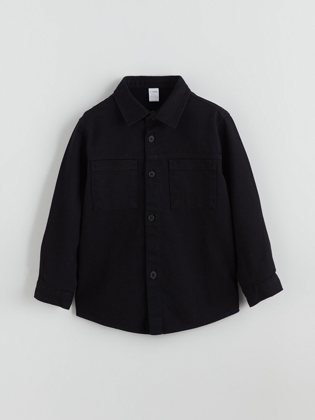 Siyah Basic Gabardin Uzun Kollu Erkek Çocuk Gömlek