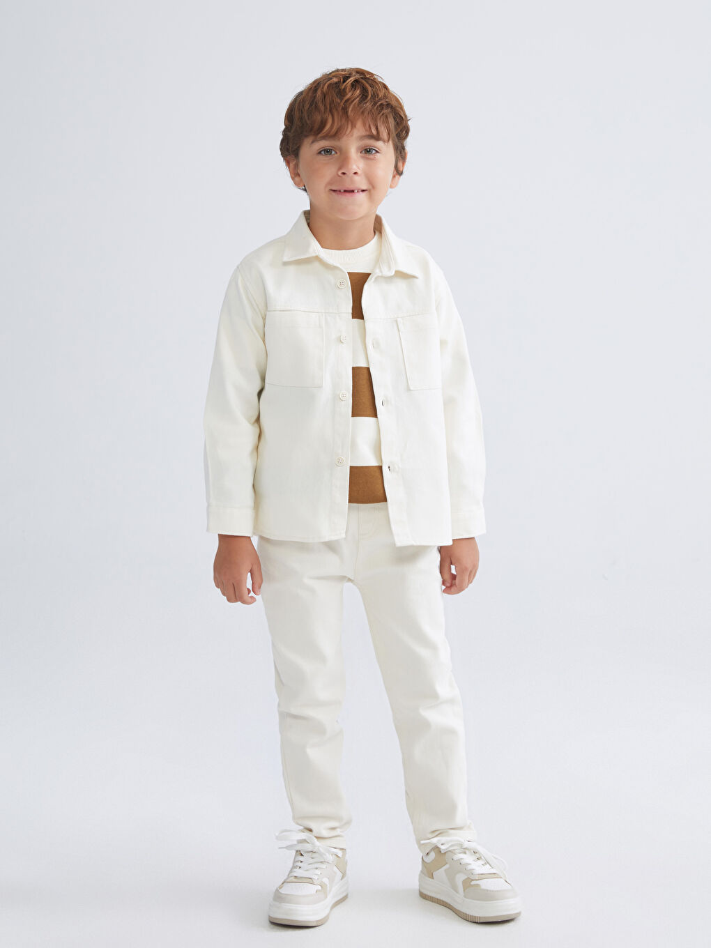 Basic Gabardine Long Sleeve Boy Shirt-1