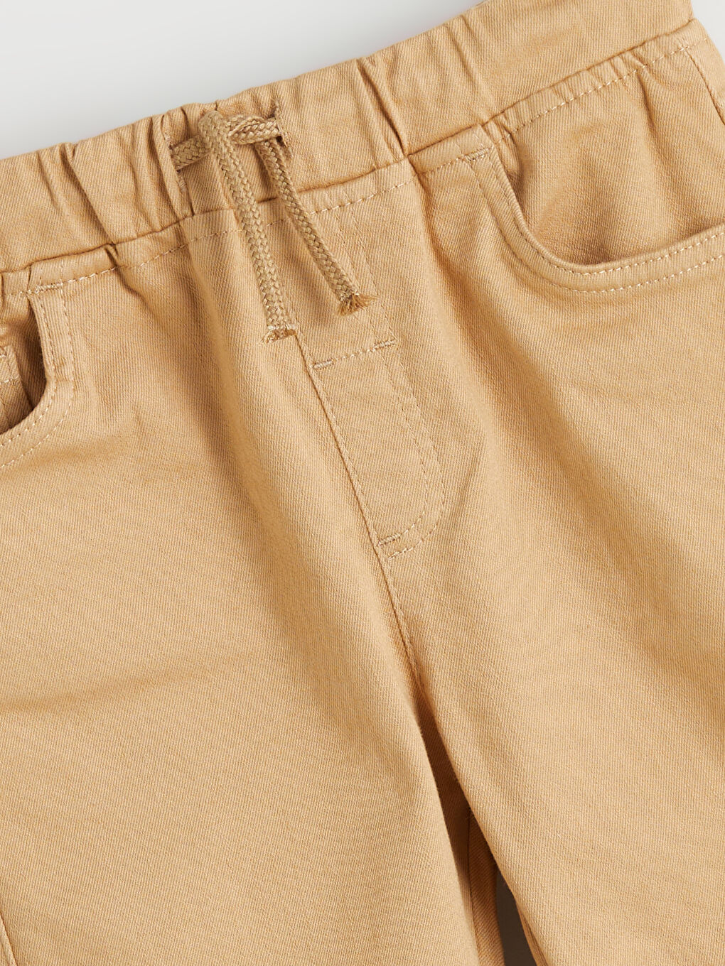 Bej Beli Lastikli Gabardin Erkek Çocuk Pantolon-1