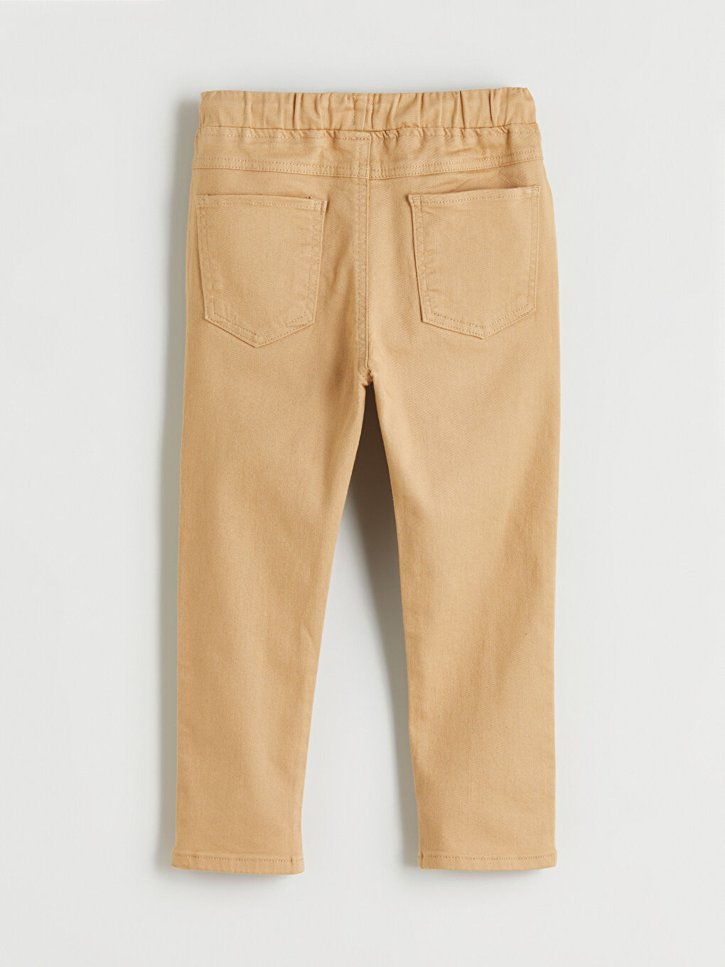 Bej Beli Lastikli Gabardin Erkek Çocuk Pantolon-2