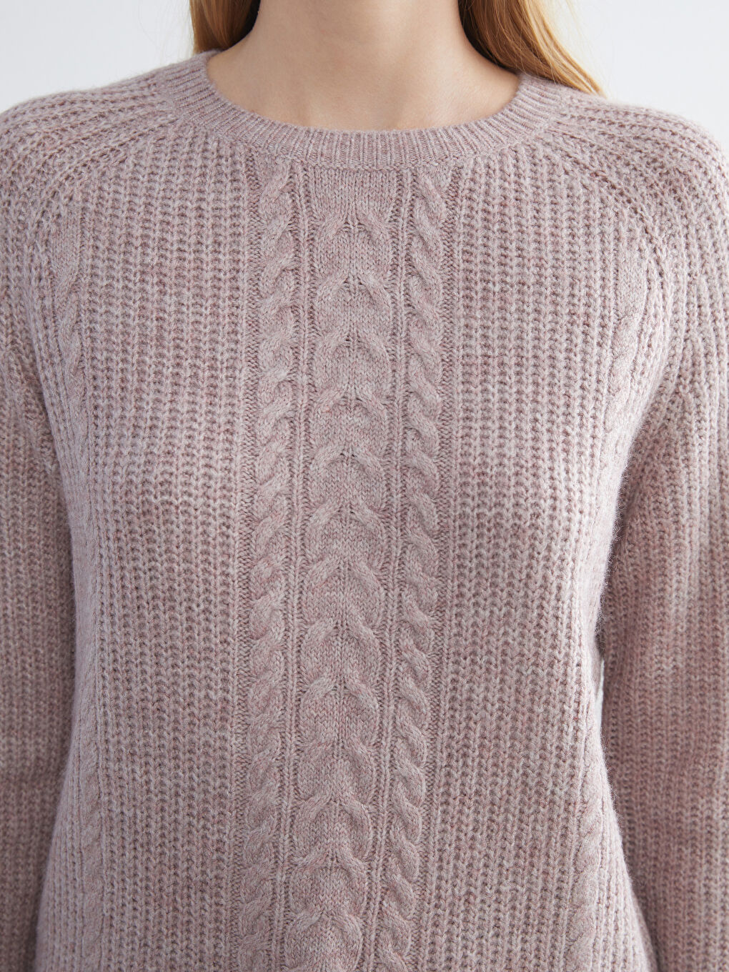 Crew Neck Self-Patterned Women's Knitwear Sweater-2