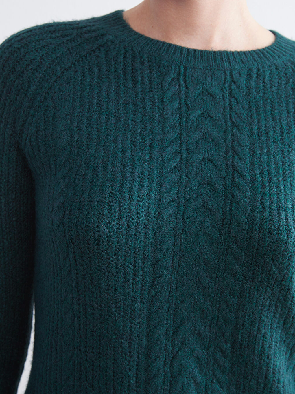 Crew Neck Self-Patterned Women's Knitwear Sweater-2