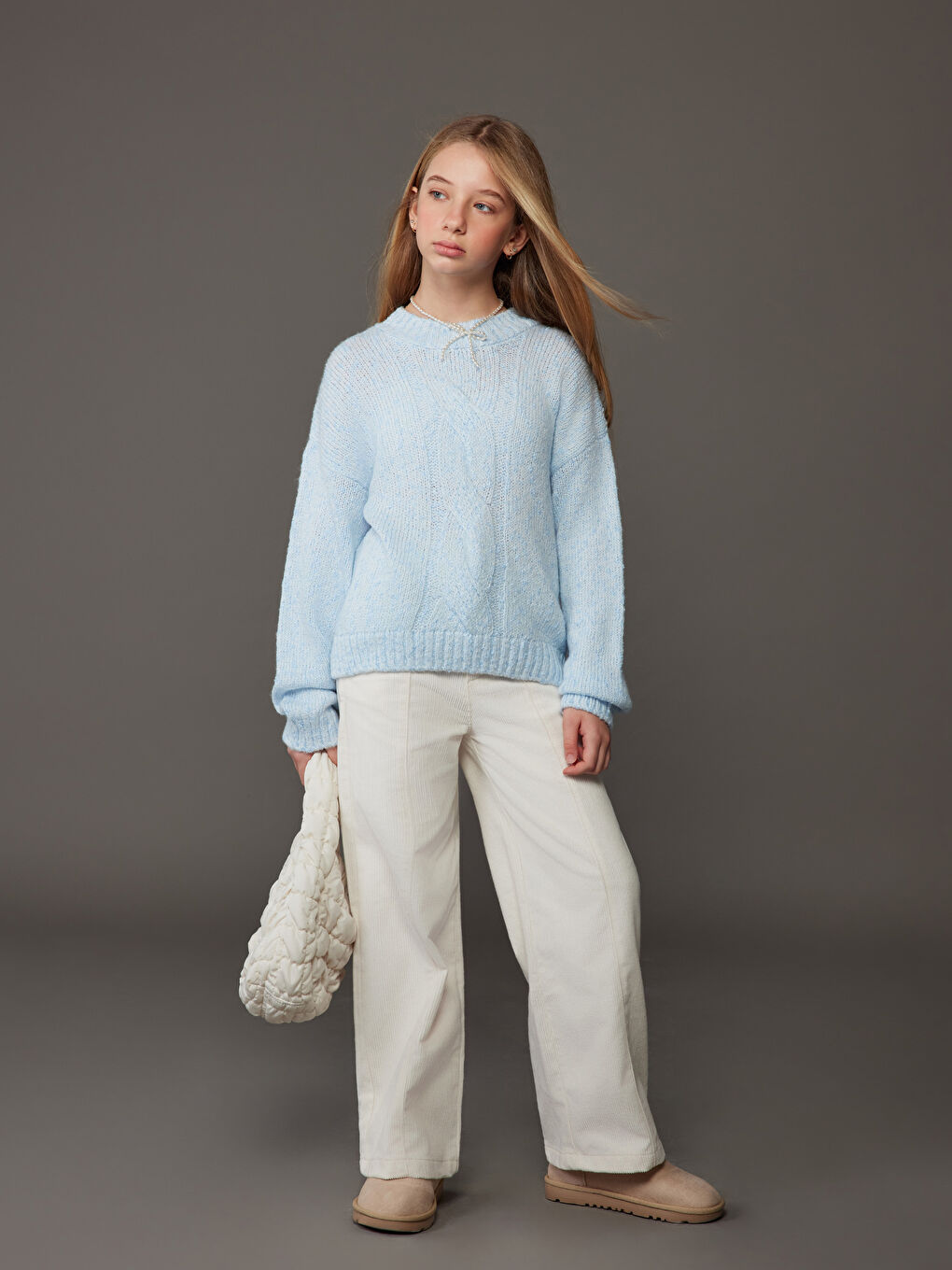 Crew Neck Girls' Knitwear Sweater-2