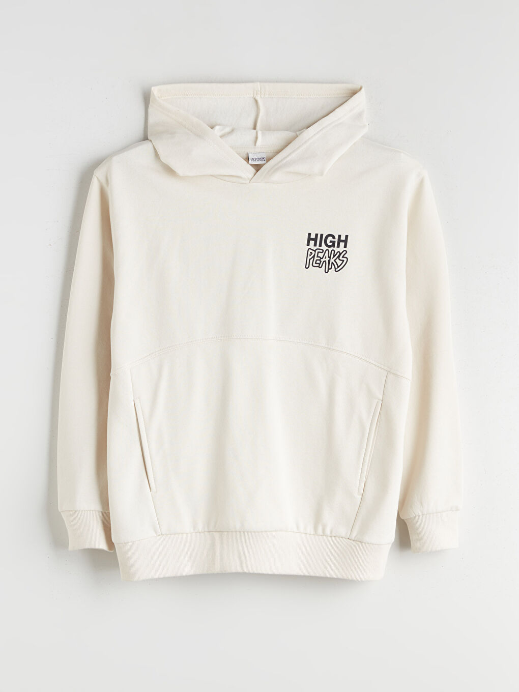 Bej Kapüşonlu Baskılı Erkek Çocuk Sweatshirt-4