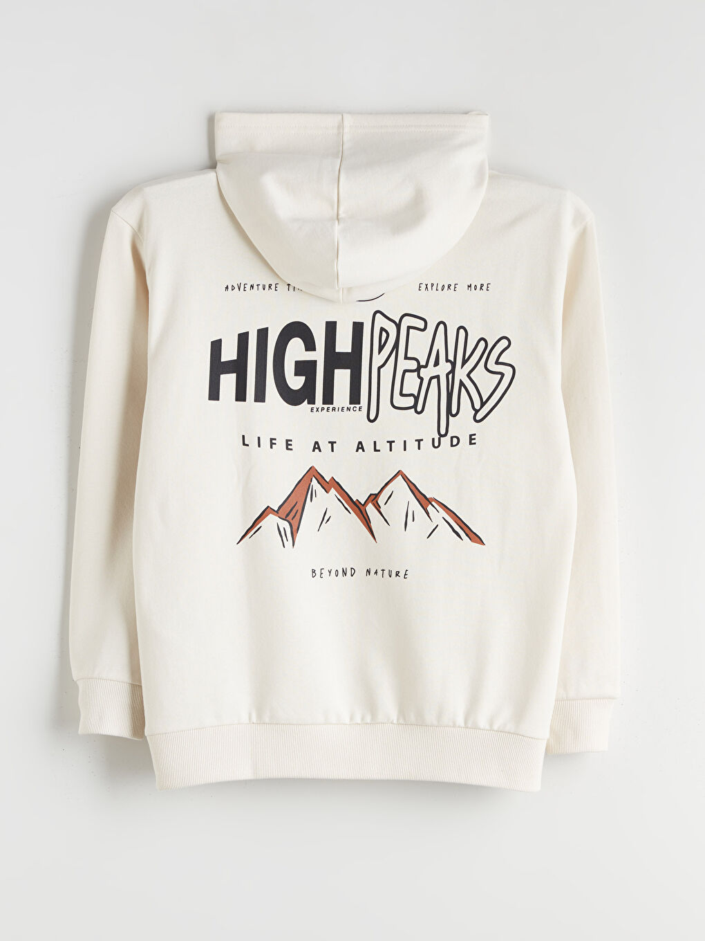 Bej Kapüşonlu Baskılı Erkek Çocuk Sweatshirt-5