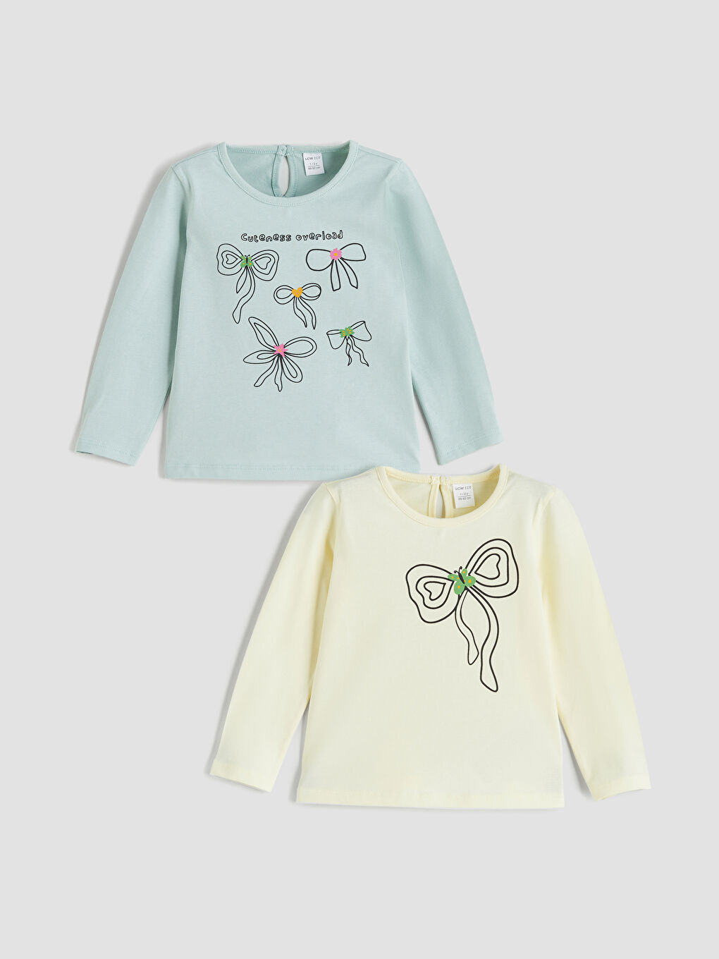 LCW ECO Crew Neck Printed Girls' T-Shirt 2 Pack -W5H981Z1-KRV