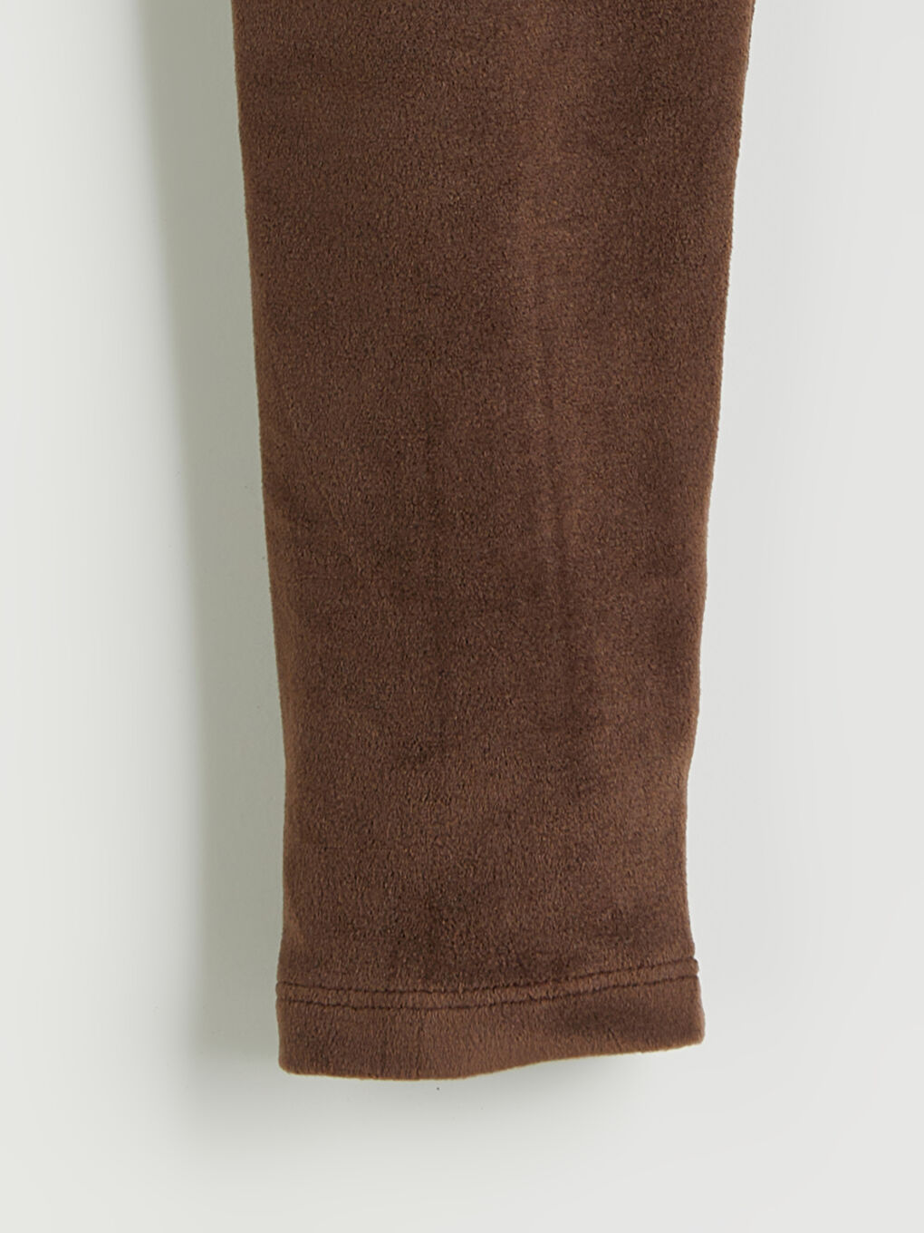 Kahverengi Beli Lastikli Kadife Kız Çocuk Tayt-1