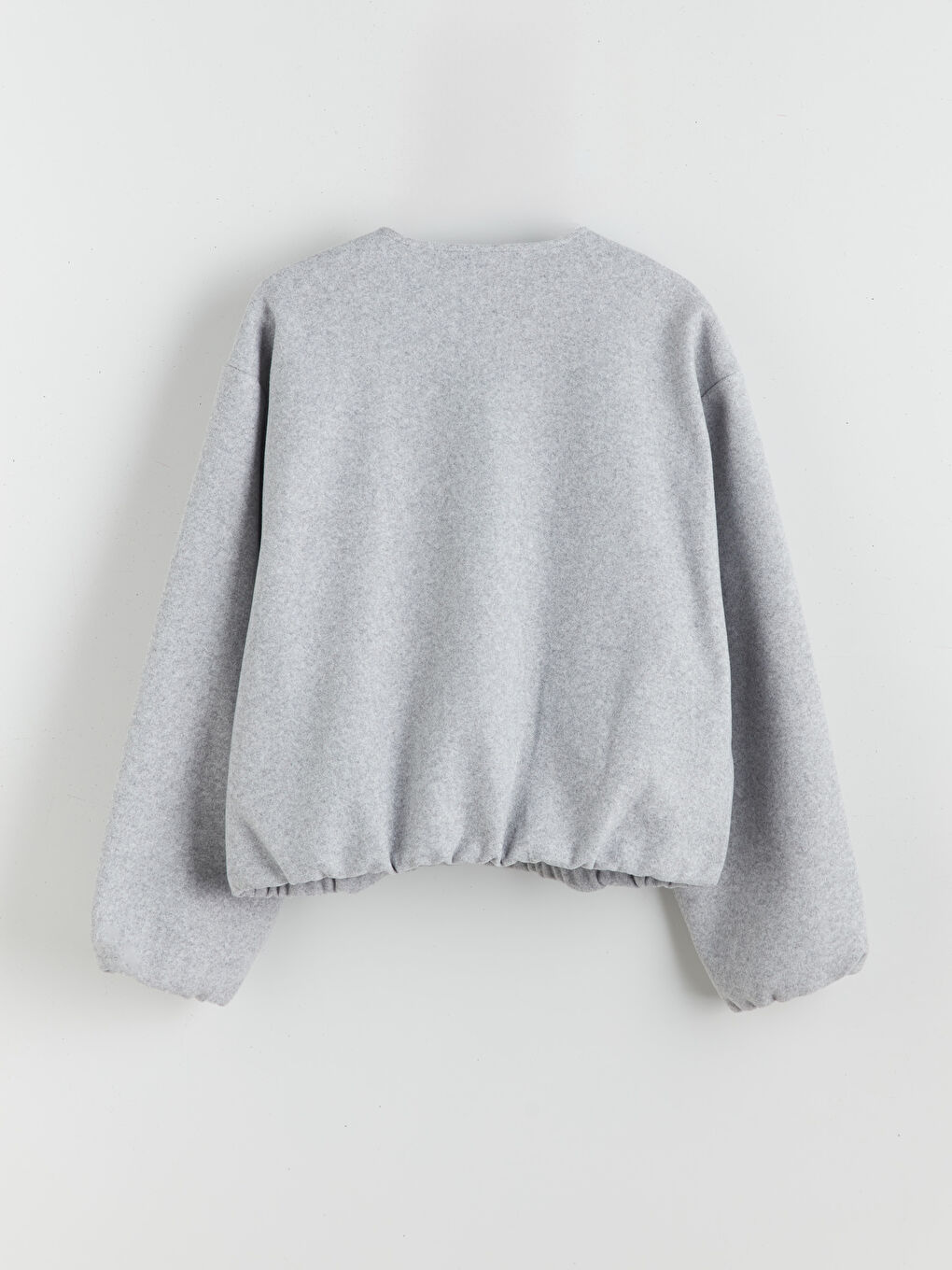 Gri Bisiklet Yaka Kadın Kaşe Ceket-6