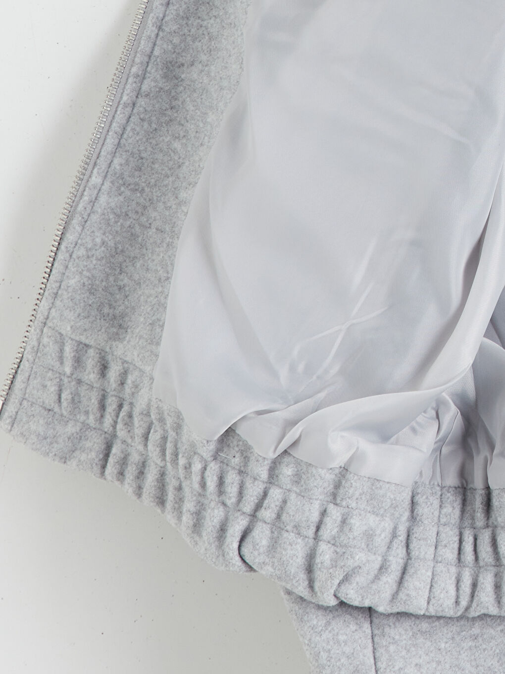 Gri Bisiklet Yaka Kadın Kaşe Ceket-7