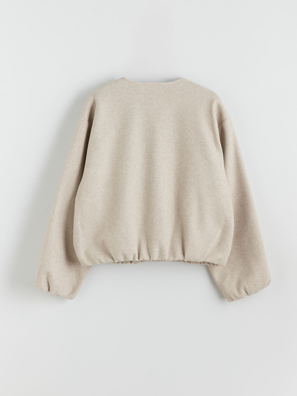 Bej Bisiklet Yaka Kadın Kaşe Ceket-6