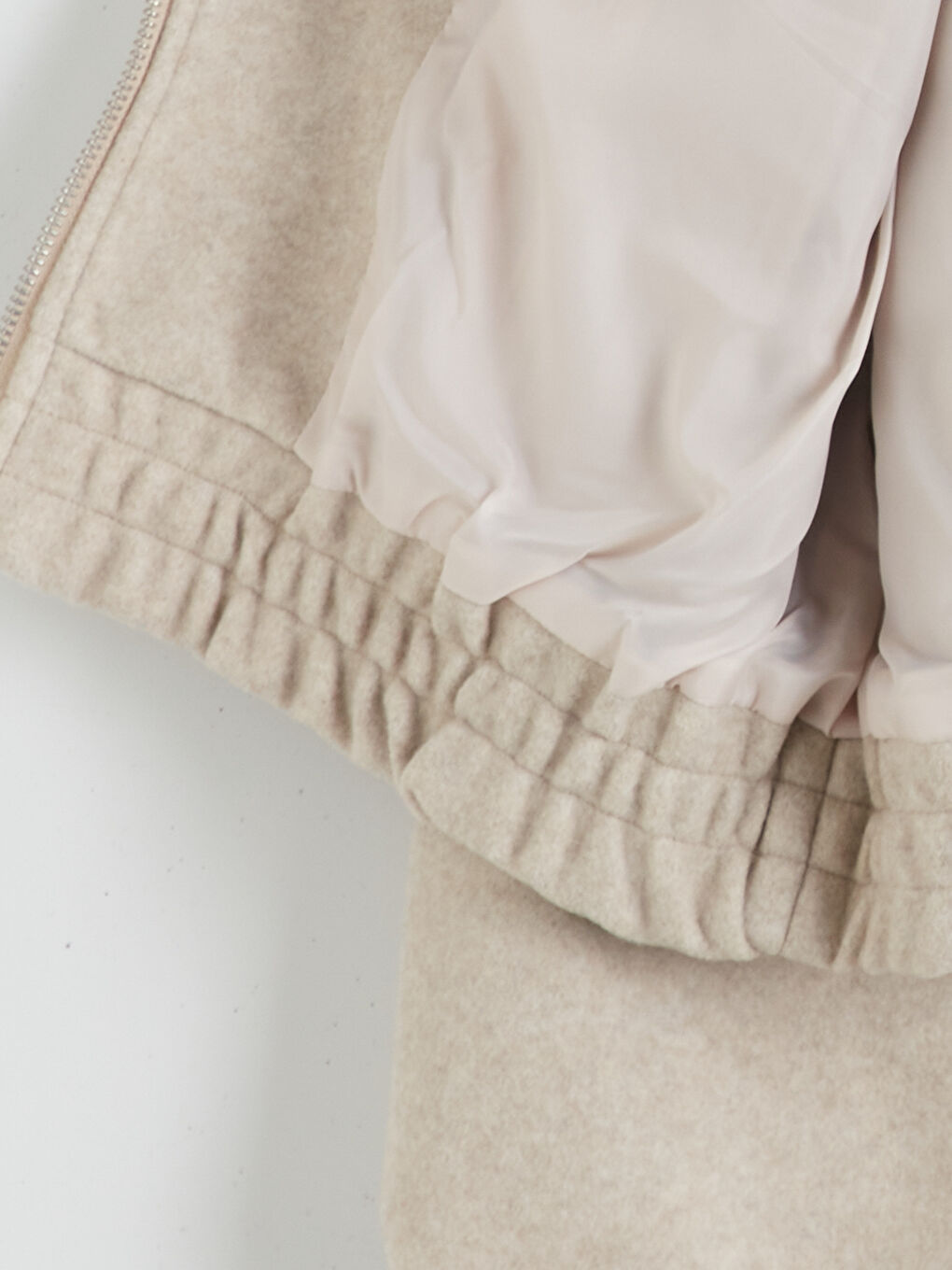 Bej Bisiklet Yaka Kadın Kaşe Ceket-7