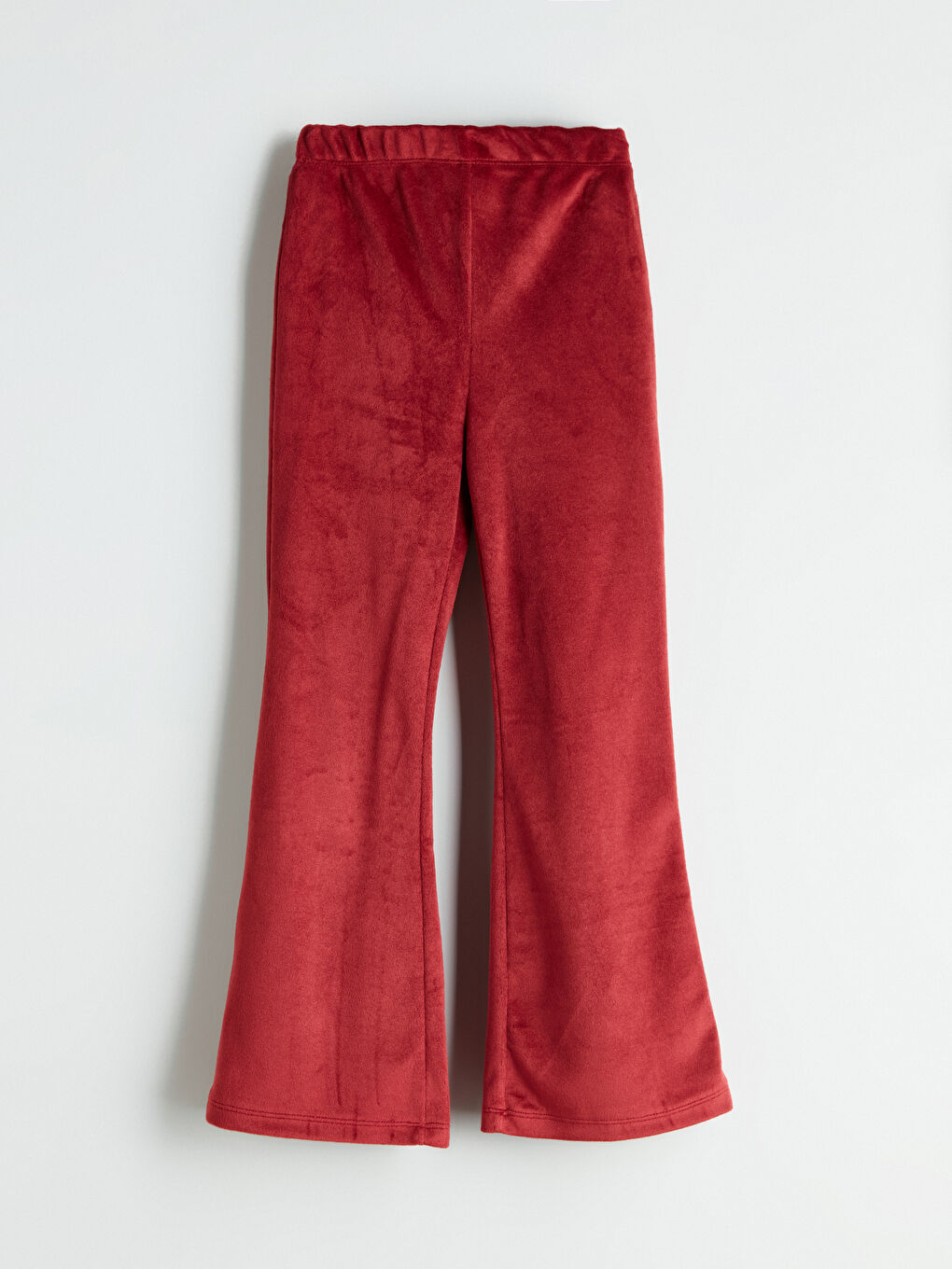 Bordo Beli Lastikli İspanyol Paça Kadife Kız Çocuk Tayt-2