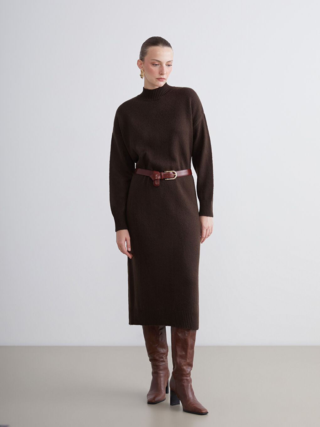 LCW Comfort Neckband Tricot Dress -W5HA21Z8-D7V