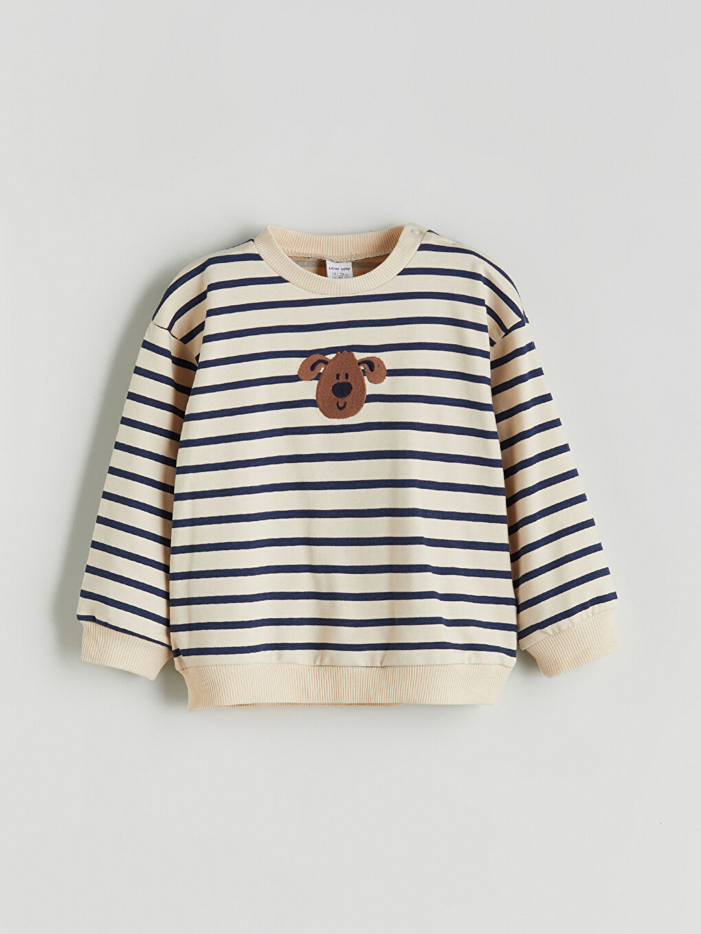 Bej Çizgili Erkek Bebek Sweatshirt