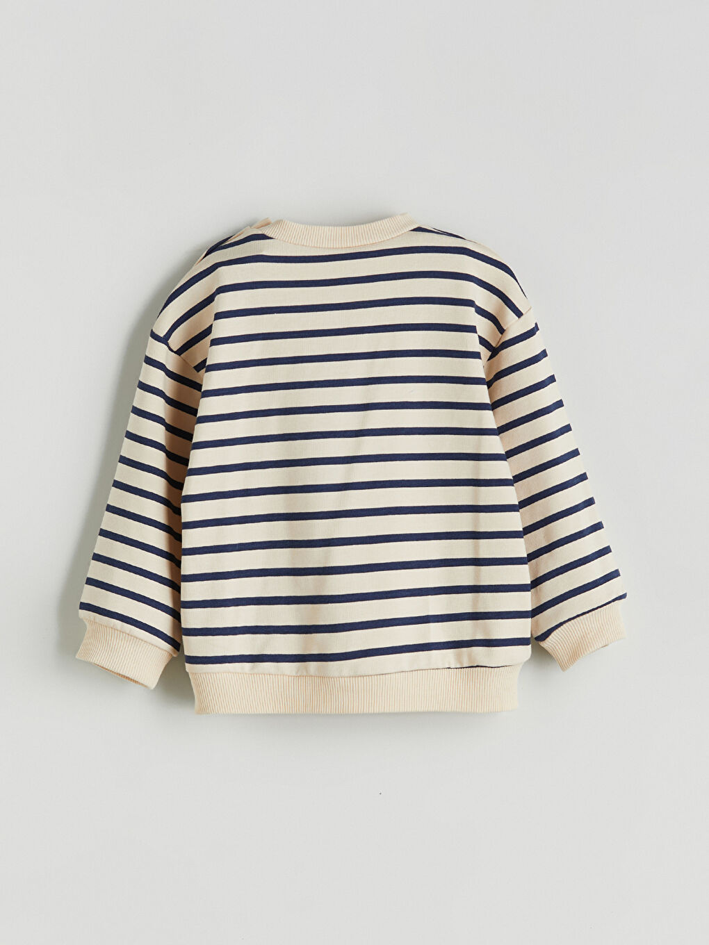 Bej Çizgili Erkek Bebek Sweatshirt-1